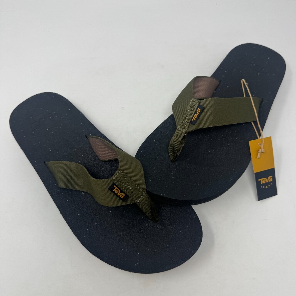 NWT Teva Reflip Flip Flops Sandal Black and Olive 1124051 Men's Size 9
